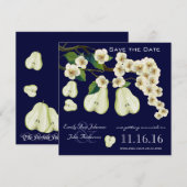 パーフェクトな梨の花ざかりの枝　結婚式場予約 招待状 (正面/裏面)