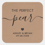 パーフェクトな洋梨のステッカー、ギフトタグ、クラフト スクエアシール (正面)