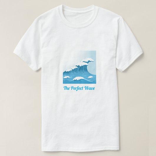 パーフェクトウェーブスローガンBlue Wave Surfと海 Tシャツ (デザイン正面)