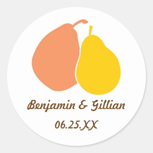 パーフェクトオレンジ色の結婚式の引き出物名タグラベル ラウンドシール (正面)