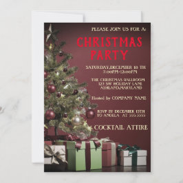 パーフェクトカッコいいな赤いクリスマスツリー招待状 招待状