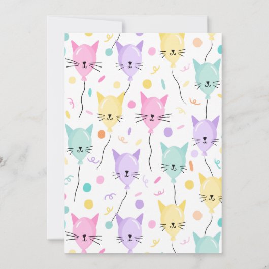 パーフェクトカラフルパーティーかわいい子猫誕生日 招待状 (裏面)