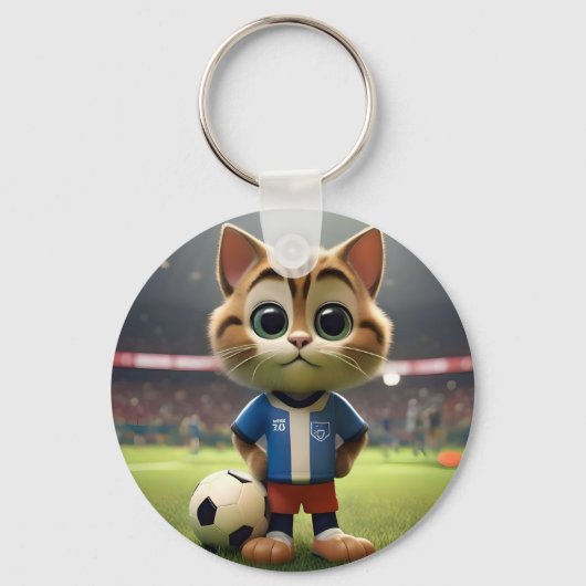 「パーフェクトストライカー三次元サッカー猫」 キーホルダー (正面)