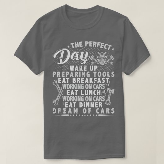 パーフェクトデイ整備士ガレージオート整備士 Tシャツ (デザイン正面)