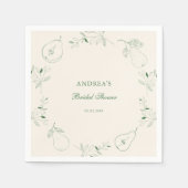 パーフェクトナシ手描きグリーンブライダルシャワー スタンダードカクテルナプキン (正面)