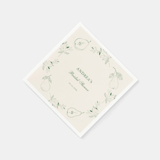 パーフェクトナシ手描きグリーンブライダルシャワー スタンダードカクテルナプキン (角)