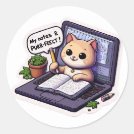 パーフェクトノート学校に戻ってかわいい猫デザイン ラウンドシール
