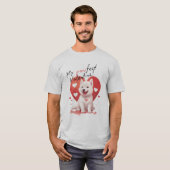 パーフェクトバレンタイン - 愛らしい白い真犬の子犬 Tシャツ (正面フル)