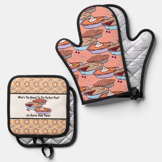 パーフェクトパイパーソナライズされたズキッチンアクセサリー 鍋つかみ&鍋敷きセット (正面/裏面)