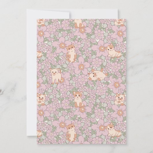 パーフェクトパーティーかわいい猫フローラガール誕生日 招待状 (裏面)