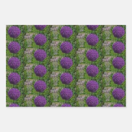 パーフェクトパープルアリウムフラワーやる気を起こさせる引用文 ラッピングペーパーシート (正面)