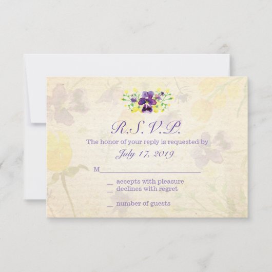 パーフェクトパープルパンジー、レスポンスカード 出欠カード (正面)