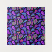 パーフェクトパープルペイズリー かわいらし タペストリー (正面(横))