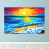 パーフェクトビーチサンセット キャンバスプリント (インサイチュ (ウッドフロア))