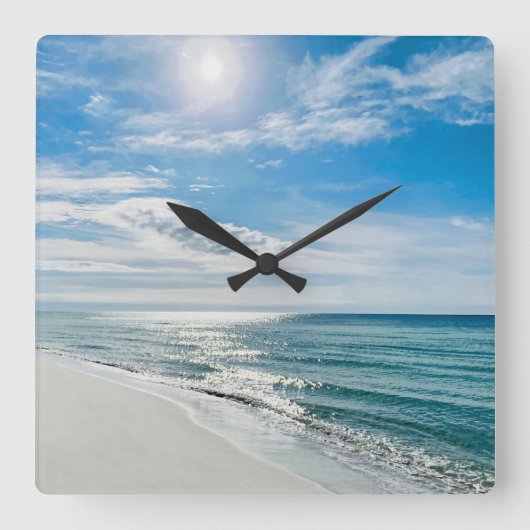 パーフェクトビーチデイマイハッピープレイスコースタルトロピカル スクエア壁時計 (正面)