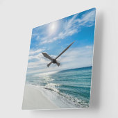 パーフェクトビーチデイマイハッピープレイスコースタルトロピカル スクエア壁時計 (傾斜)