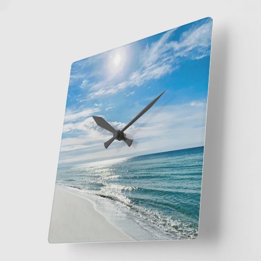 パーフェクトビーチデイマイハッピープレイスコースタルトロピカル スクエア壁時計 (傾斜)