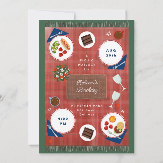 パーフェクトピクニック春サマー誕生日 招待状 (正面)