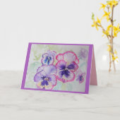 パーフェクトピンクパンジー水彩グリーティングカード カード (黄色い花)
