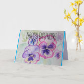 パーフェクトピンクパンジー水彩画誕生日カード カード (黄色い花)