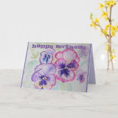 パーフェクトピンクパンジー水彩画誕生日カード カード (黄色い花)