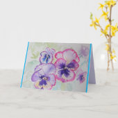 パーフェクトピンクパンジー水彩画誕生日カード カード (黄色い花)