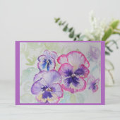 パーフェクトピンクパンジー水彩紫の挨拶 カード (スタンド正面)