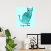 パーフェクトブルーグリーン抽象芸術キャットポスター ポスター (ホームオフィス)