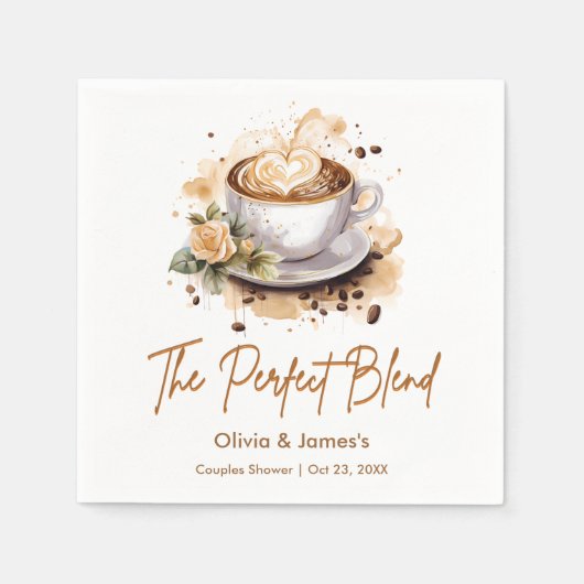 パーフェクトブレンドコーヒーウェディングカップルシャワー スタンダードカクテルナプキン (正面)