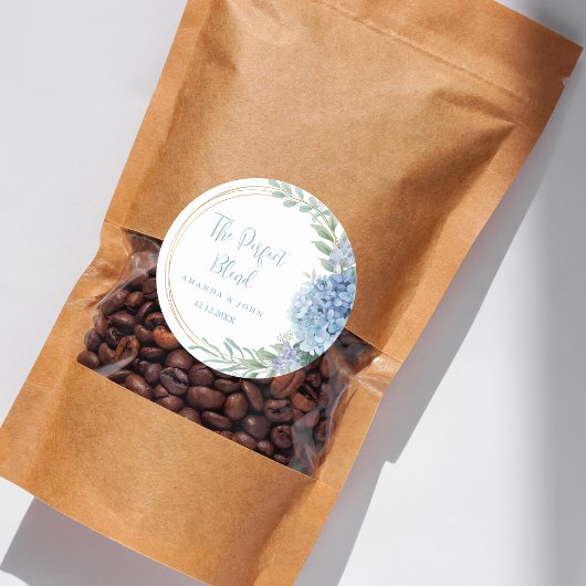 パーフェクトブレンドブルー結婚フラワーズコーヒー ラウンドシール