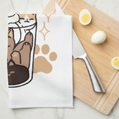 パーフェクトブレンド：ペット愛好家のための猫とコーヒーアート キッチンタオル (四つ折り)