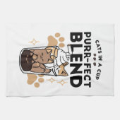 パーフェクトブレンド：ペット愛好家のための猫とコーヒーアート キッチンタオル (横)