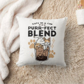 パーフェクトブレンド：ペット愛好家のための猫とコーヒーアート クッション (ブランケット)