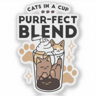 パーフェクトブレンド:ペット愛好家のための猫とコーヒーアート シール