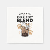パーフェクトブレンド：ペット愛好家のための猫とコーヒーアート スタンダードカクテルナプキン (正面)