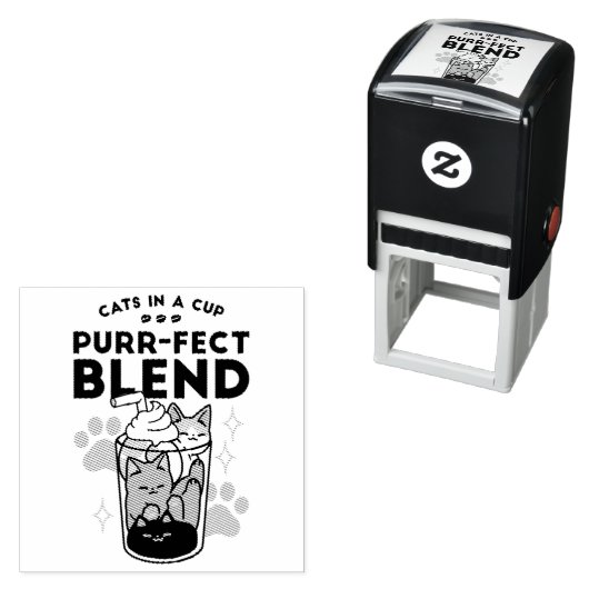 パーフェクトブレンド:ペット愛好家のための猫とコーヒーアート セルフインキングスタンプ (インサイチュ)