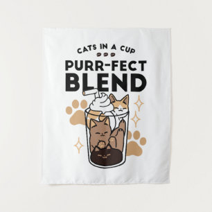 パーフェクトブレンド：ペット愛好家のための猫とコーヒーアート タペストリー