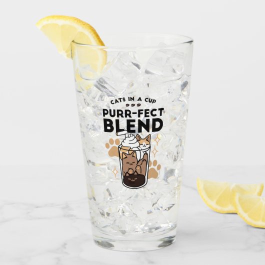 パーフェクトブレンド：ペット愛好家のための猫とコーヒーアート タンブラーグラス (アイス正面)