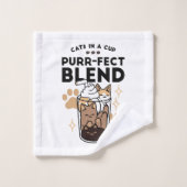 パーフェクトブレンド:ペット愛好家のための猫とコーヒーアート バスタオルセット (ウォッシュタオル)