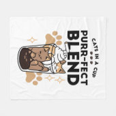 パーフェクトブレンド：ペット愛好家のための猫とコーヒーアート フリースブランケット (正面(横))