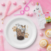 パーフェクトブレンド:ペット愛好家のための猫とコーヒーアート ペーパープレート (パーティー)