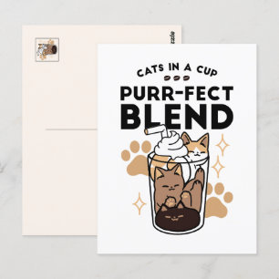 パーフェクトブレンド:ペット愛好家のための猫とコーヒーアート ポストカード