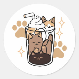 パーフェクトブレンド:ペット愛好家のための猫とコーヒーアート ラウンドシール