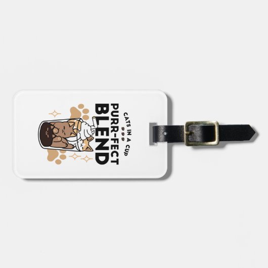 パーフェクトブレンド：ペット愛好家のための猫とコーヒーアート ラゲッジタグ (正面横)