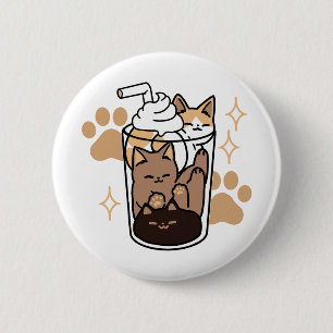 パーフェクトブレンド:ペット愛好家のための猫とコーヒーアート 缶バッジ