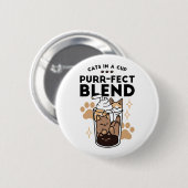 パーフェクトブレンド:ペット愛好家のための猫とコーヒーアート 缶バッジ (正面&裏面)