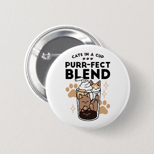 パーフェクトブレンド：ペット愛好家のための猫とコーヒーアート 缶バッジ (正面&裏面)