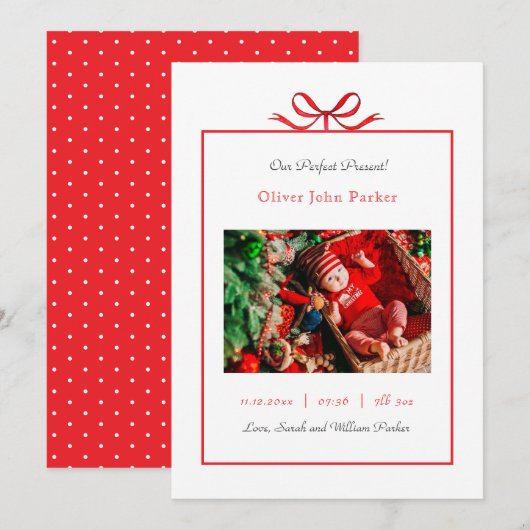 パーフェクトプレゼントクリスマスホリデー誕生 案内状 (正面/裏面)