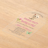 パーフェクトベビーガール子猫ベビーシャワー アクリル招待状 (レイダウン)