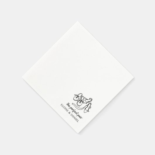 パーフェクトペアお洒落 – シックイラストレーション結婚ズ スタンダードカクテルナプキン (角)